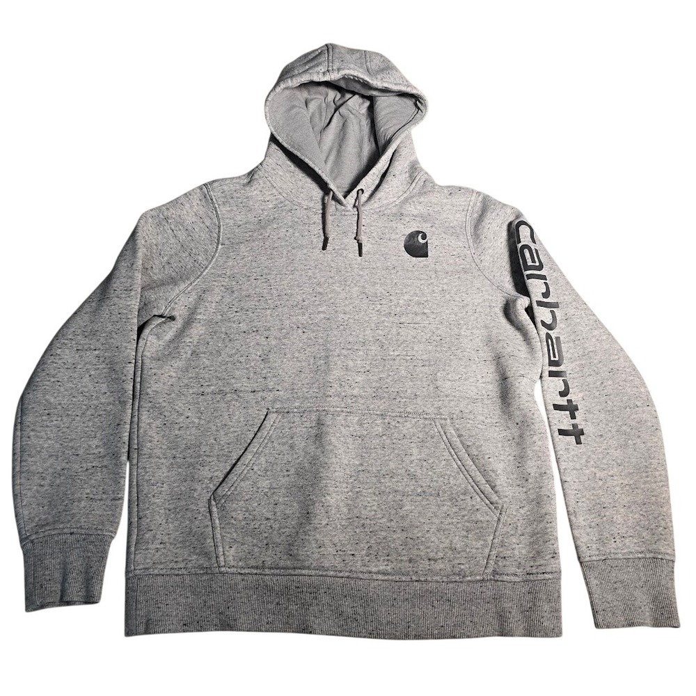 Carhartt Womens Grey Relaxed Fit Sleeve Logo Hoodie Sweatshirt Large 12/14. 1307